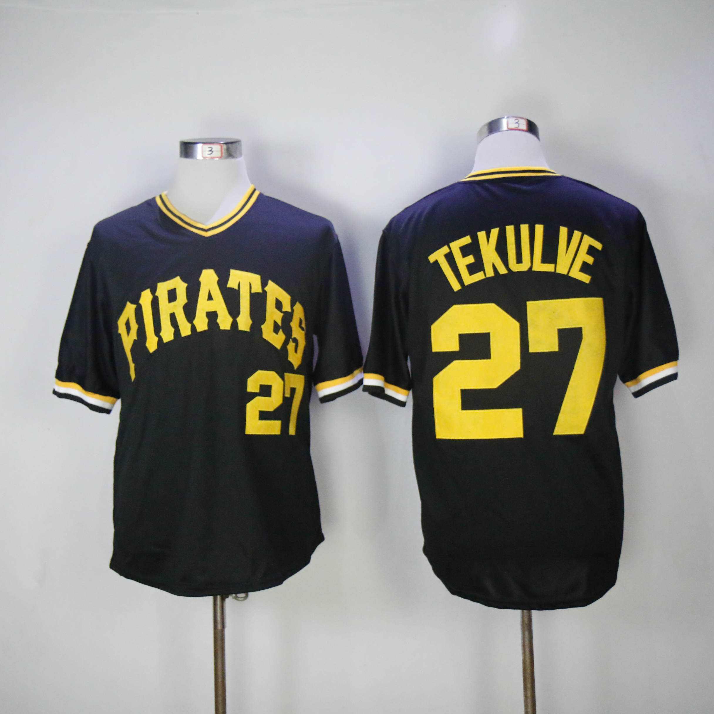 Men Pittsburgh Pirates #27 Tekulve Black Throwback MLB Jerseys